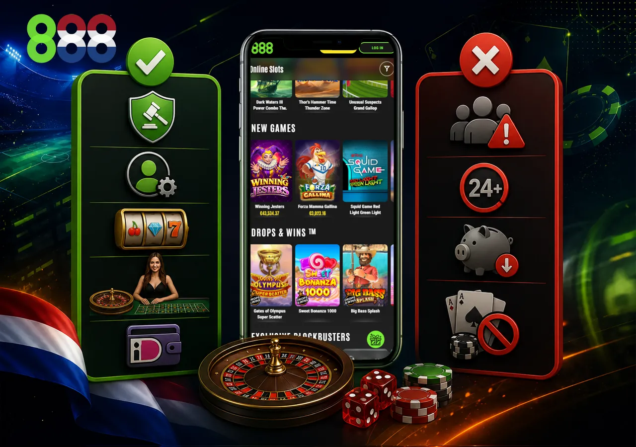 Games bij 888 Casino Nederland met slots, live casino, tafelspellen en jackpots
